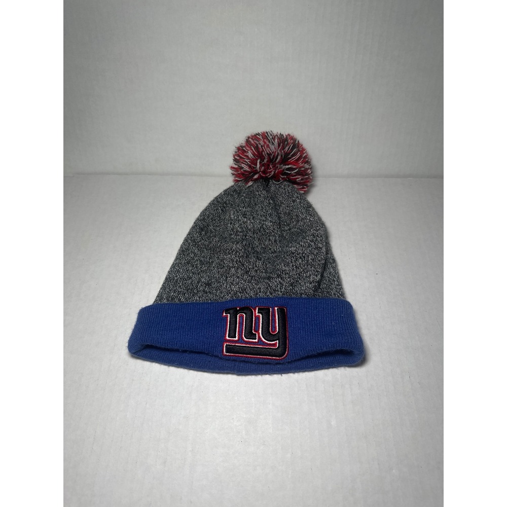 New York Giants New Era NFL Knit Beanie Hat Pom Cuffed Grey Blue Winter Cap